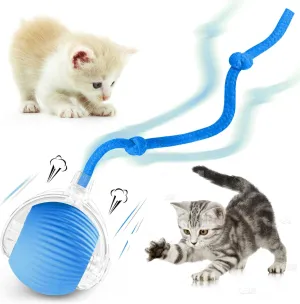 Interactive Cat Ball Toys for Indoor Cats, Upgraded Automatic Cat Toys for Bored Indoor Adult Kitty, Peppy Pet Ball for Cats, 360Smart Rolling Kitty Balls Toy (Blue)