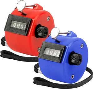 KTRIO Pack of 2 Colors Handheld Tally Counter, 4-Digit Number Clicker Counter, Hand Mechanical Pitch Counters for Coaching, Knitting, People, Lap, Fishing, Golf, Toddler & Fidget