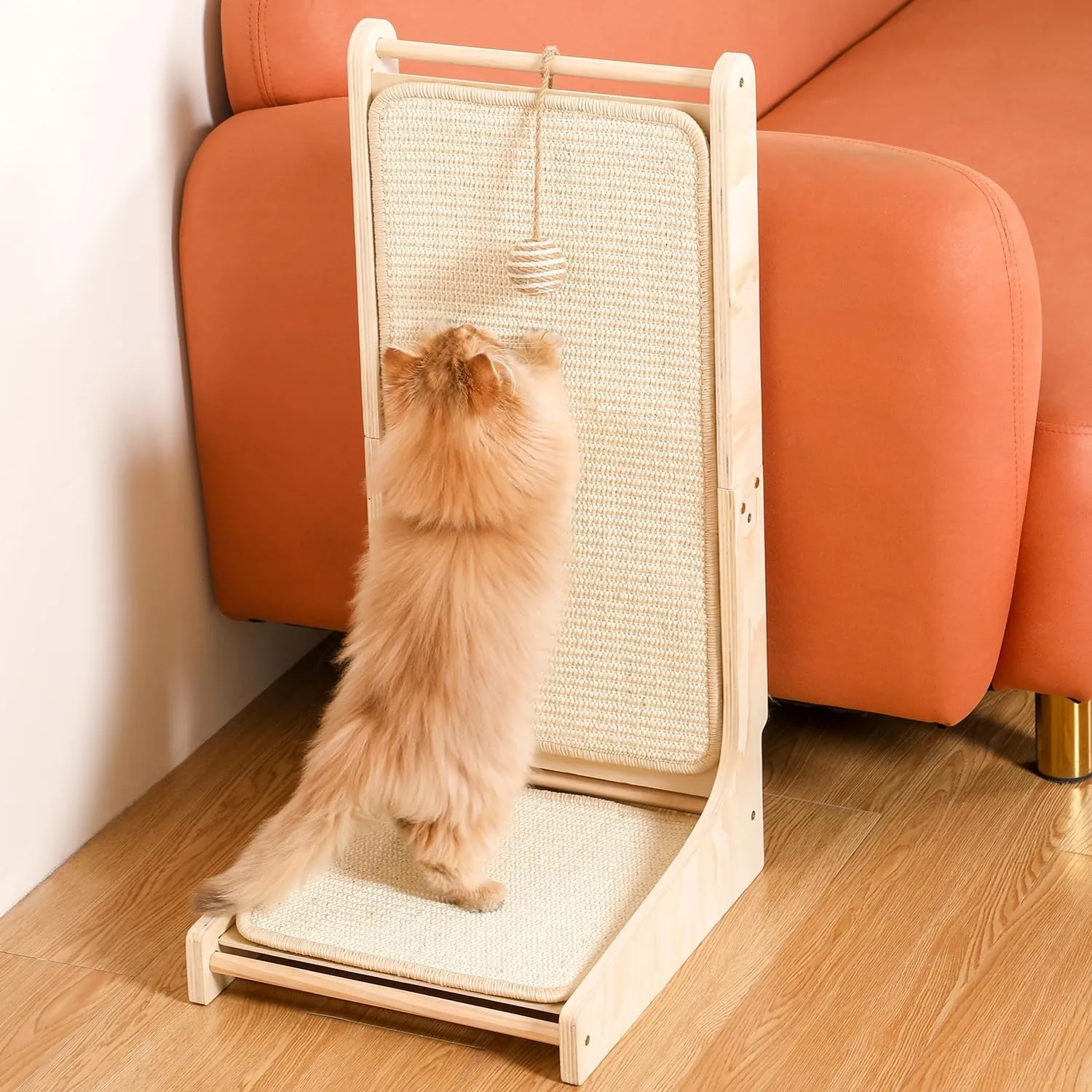 L-Shaped Cat Scratcher Pad for Indoor Cats - Sisal Scratching Board, Furniture Protector, and Scratch Post