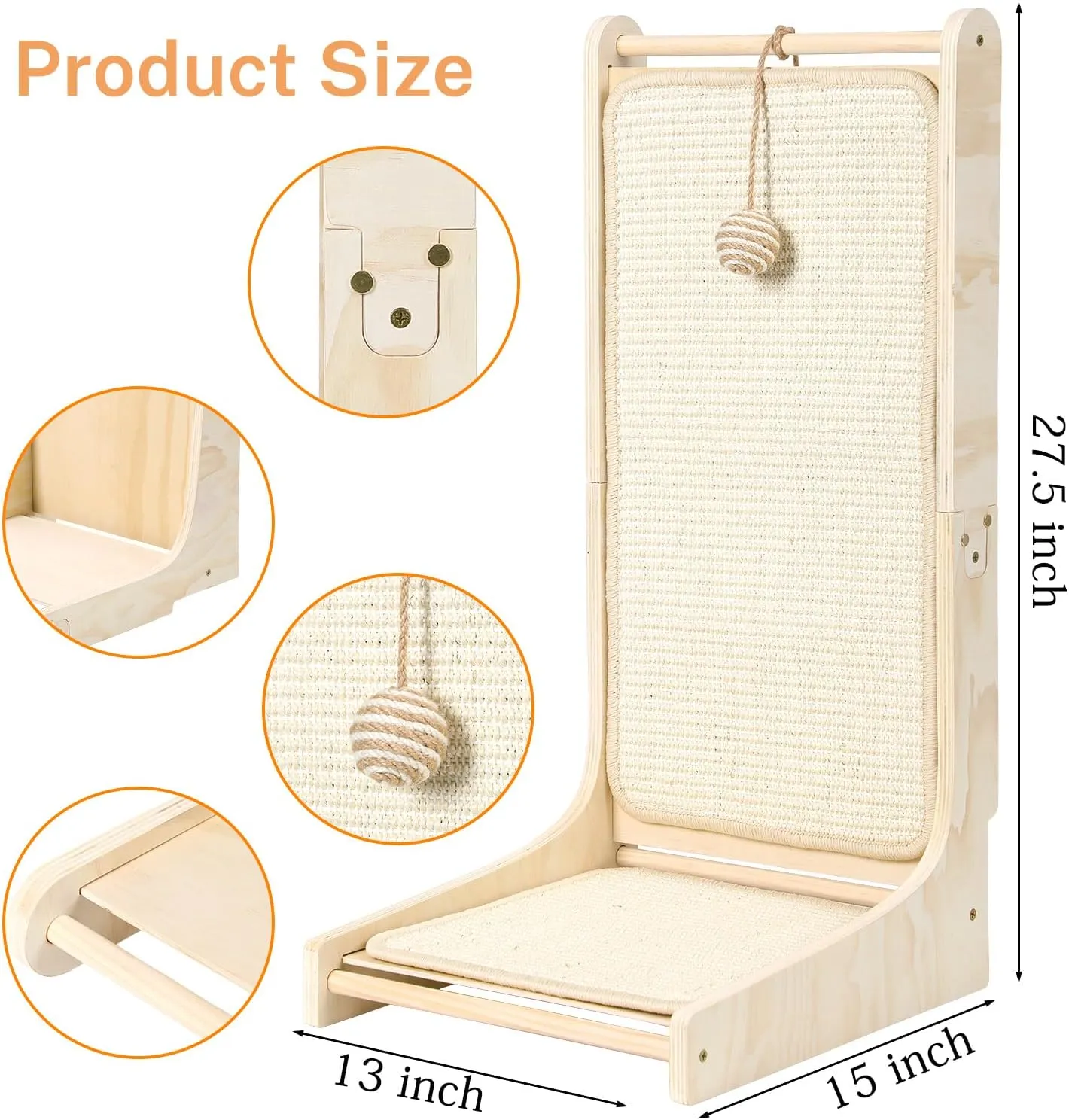 L-Shaped Cat Scratcher Pad for Indoor Cats - Sisal Scratching Board, Furniture Protector, and Scratch Post