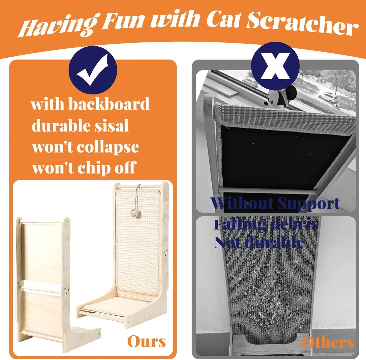 L-Shaped Cat Scratcher Pad for Indoor Cats - Sisal Scratching Board, Furniture Protector, and Scratch Post