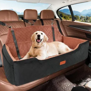 Large Dog Car Seat for 2 Medium Dogs Under 100 lbs, Washable Dog Bed, Detachable Pet Booster with Storage Pocket and Leashes for Back Seat