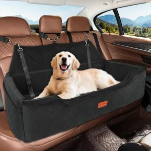 Large Dog Car Seat for 2 Medium Dogs Under 100 lbs, Washable Dog Bed, Detachable Pet Booster with Storage Pocket and Leashes for Back Seat