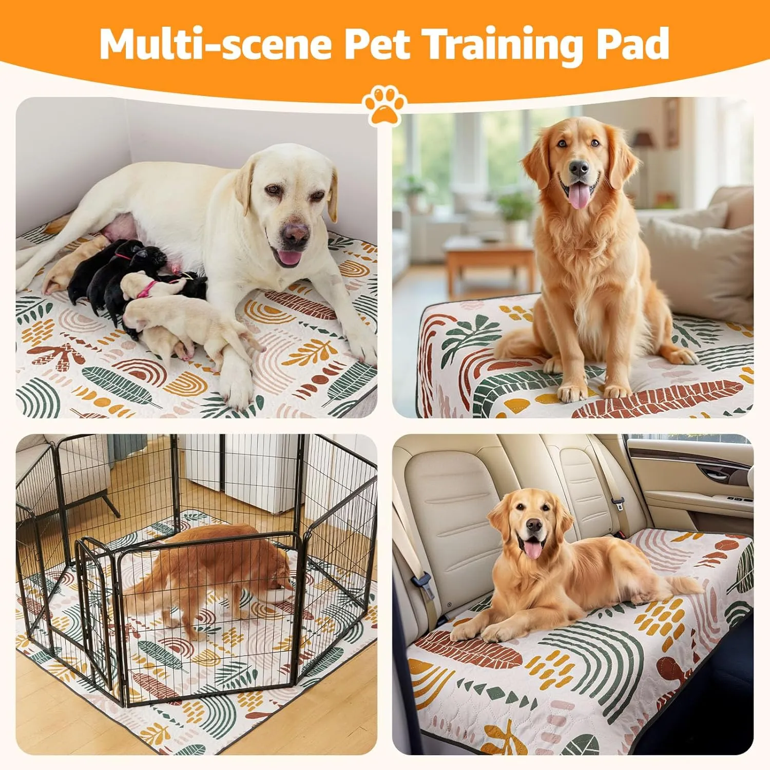 LOOBANI Washable Pee Pads for Dogs: 2-Pack Super Absorbent Reusable Puppy Pads, 100% Waterproof and Non-Slip Whelping Pads for Potty Training, Playpens, Crates, Floors, Beds, and Couches, 18x24 in