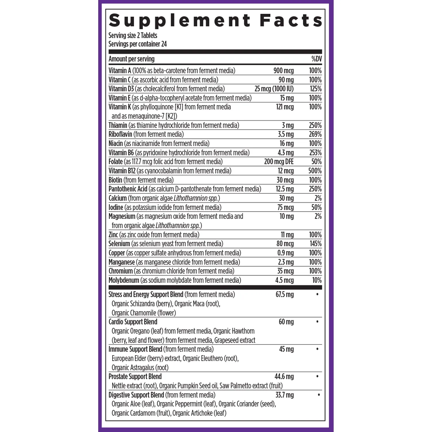 Men's Advanced Multivitamin for Stress, Brain, Immune, Heart & Energy Support