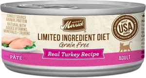 Merrick Limited Ingredient Diet Premium Grain Free And Natural Canned Pate Wet Cat Food, Turkey Recipe - (Pack of 24) 2.75 oz. Cans