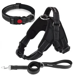 MerryBIY Adjustable Dog Harness with  & Collars, Leashes with Locking devices
