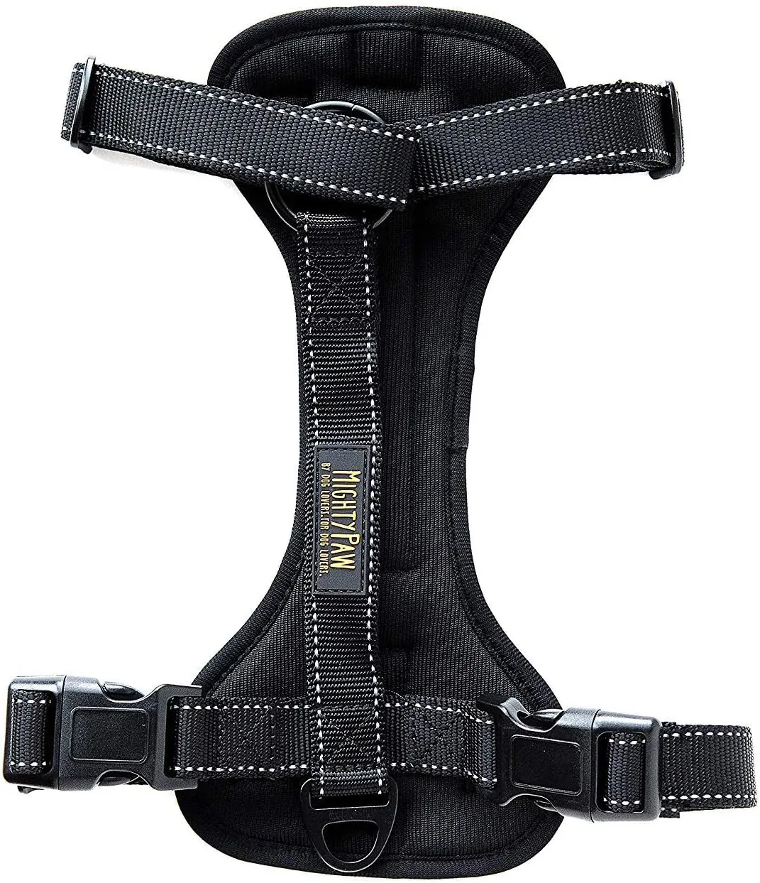 Mighty Paw Dog Car Harness - Vehicle Safety Gear - 2 Leash Attachment - Adjustable Straps - Reflective Stitching - Soft Padding - Standard Harness Functionality - No Pull Front Leash Attachment - L