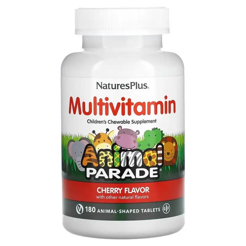 Multivitamins for children Natures  Plus Animal Parade Gold cherry flavor 180 animal-shaped tablets