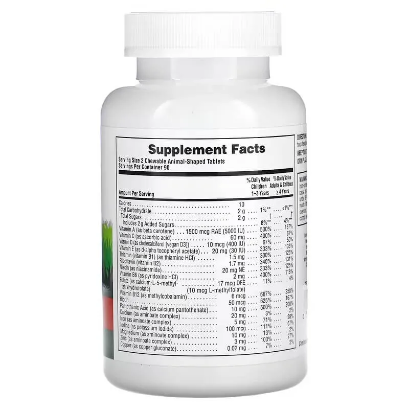 Multivitamins for children Natures  Plus Animal Parade Gold cherry flavor 180 animal-shaped tablets