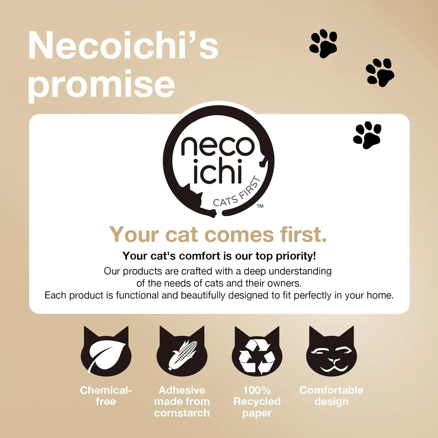 Necoichi Cat Scratcher Bowl for Indoor Cats - Cat Scratching Lounger with Reversible Usability and Extra Comfort for Lounge, Cardboard Bed Couch / (Regular, Oak)