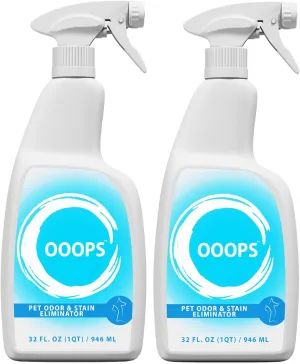 OOOPS Pet Odor & Stain Eliminator | Removes Animal Enzyme Odor | Dismantles Odors on Dogs, Puppy, Cats, Furniture, Carpet (Pack of 2) White