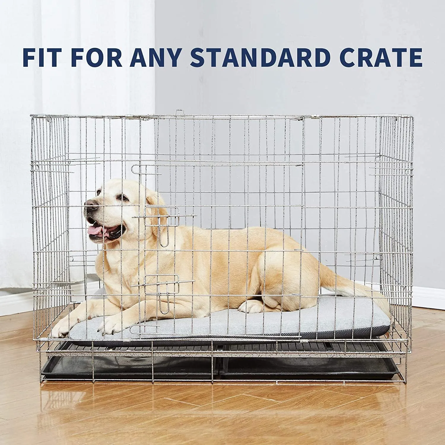 Panku Orthopedic Dog Beds for Extra Large Dogs, Dog Pad for Crate with Durable Washable Waterproof Linen Removable Cover, Grey
