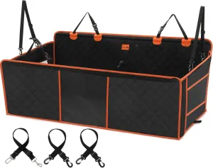 Pecute Back Seat Extender for Dogs, Hard Bottom Dog Car Seat Supports 330lb, Back Seat Extender Sturdy Built-in Iron Pipe, Dog Hammock Bed with Upgraded Side Wings for Car, SUV, Trucks