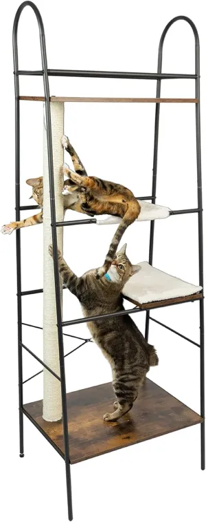 PetFusion VersiCLimb Cat Climber | Multi-Purpose Pet Furniture w/Tall Scratching Post & Hammock | Multi-Level Cat Scratcher Great for Pet Storage or Displaying Pictures & Books