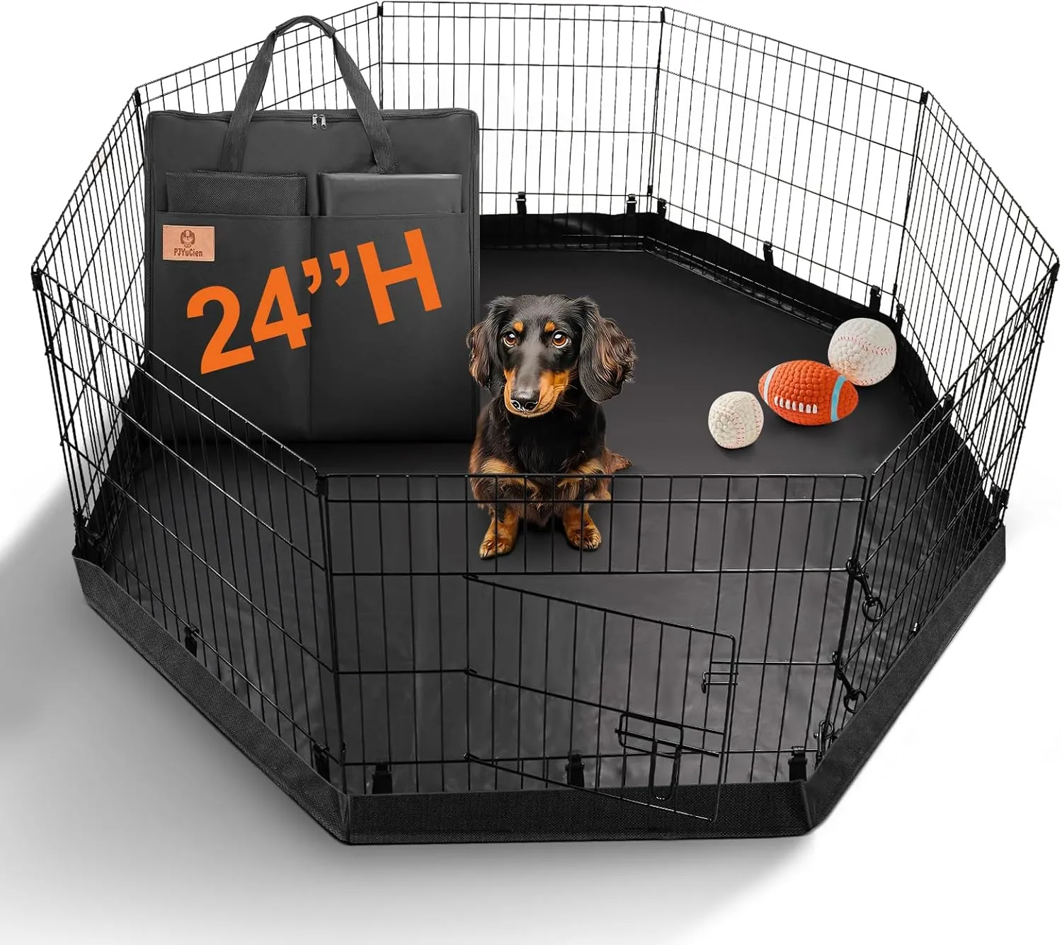 PJYuCien Puppy Playpen Indoor - 8 Panels 24H Dog Playpen with Storage Bag and Bottom, Better for Small Pets