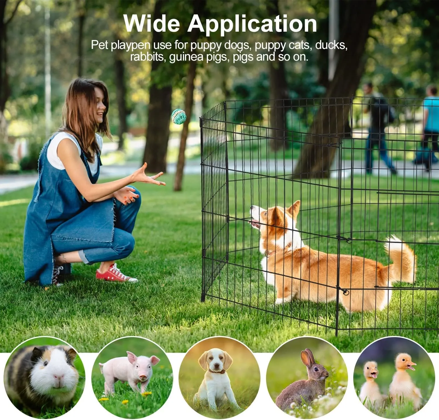 PJYuCien Puppy Playpen Indoor - 8 Panels 24H Dog Playpen with Storage Bag and Bottom, Better for Small Pets