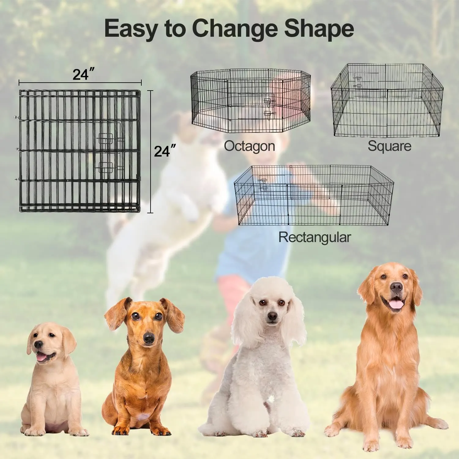 PJYuCien Puppy Playpen Indoor - 8 Panels 24H Dog Playpen with Storage Bag and Bottom, Better for Small Pets