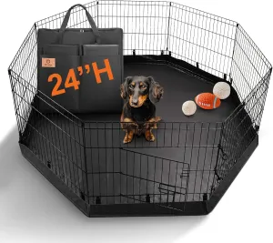 PJYuCien Puppy Playpen Indoor - 8 Panels 24H Dog Playpen with Storage Bag and Bottom, Better for Small Pets
