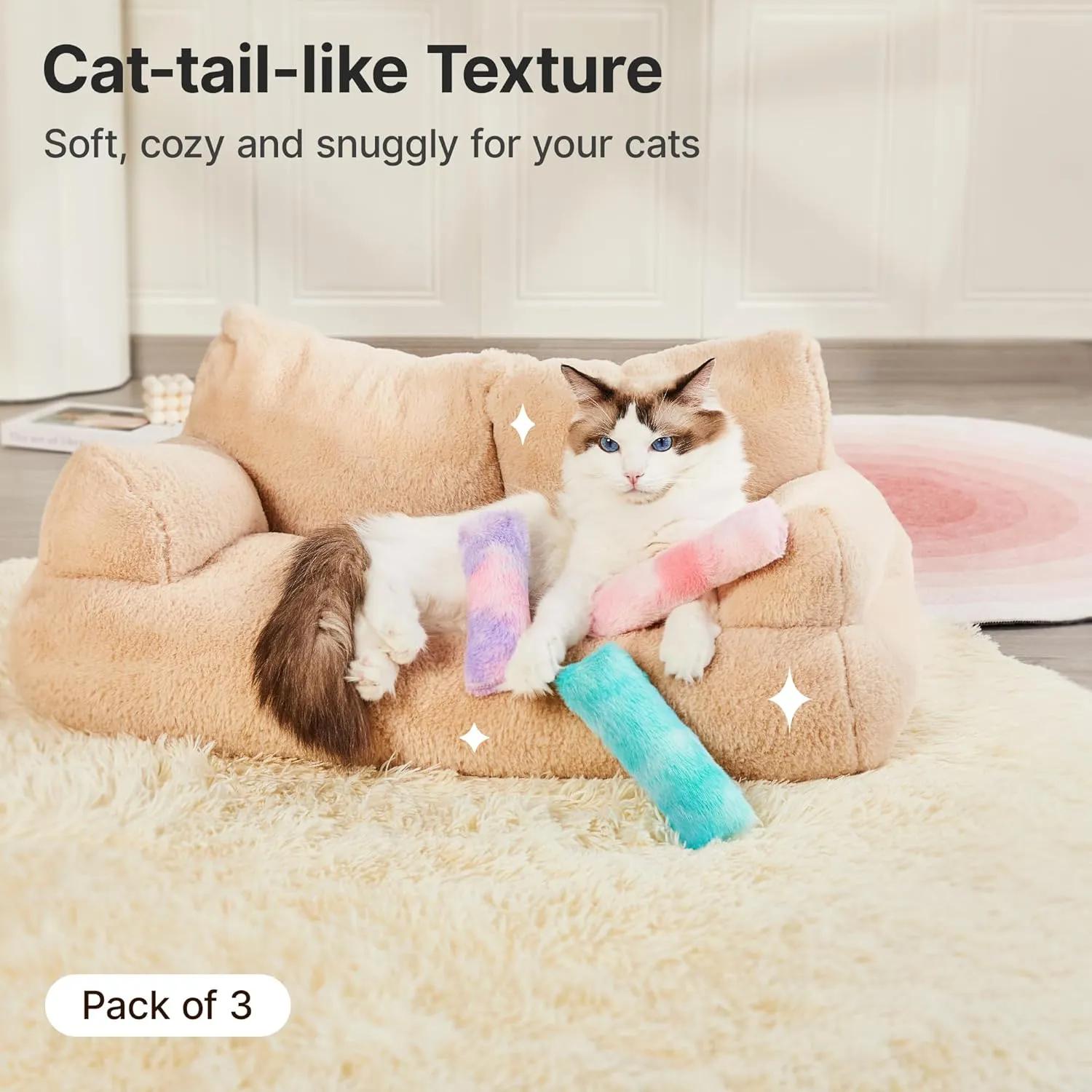 Potaroma Cat Toys Cat Pillows, Set of 3 Soft and Durable Cat Crinkle Sound Catnip Toys