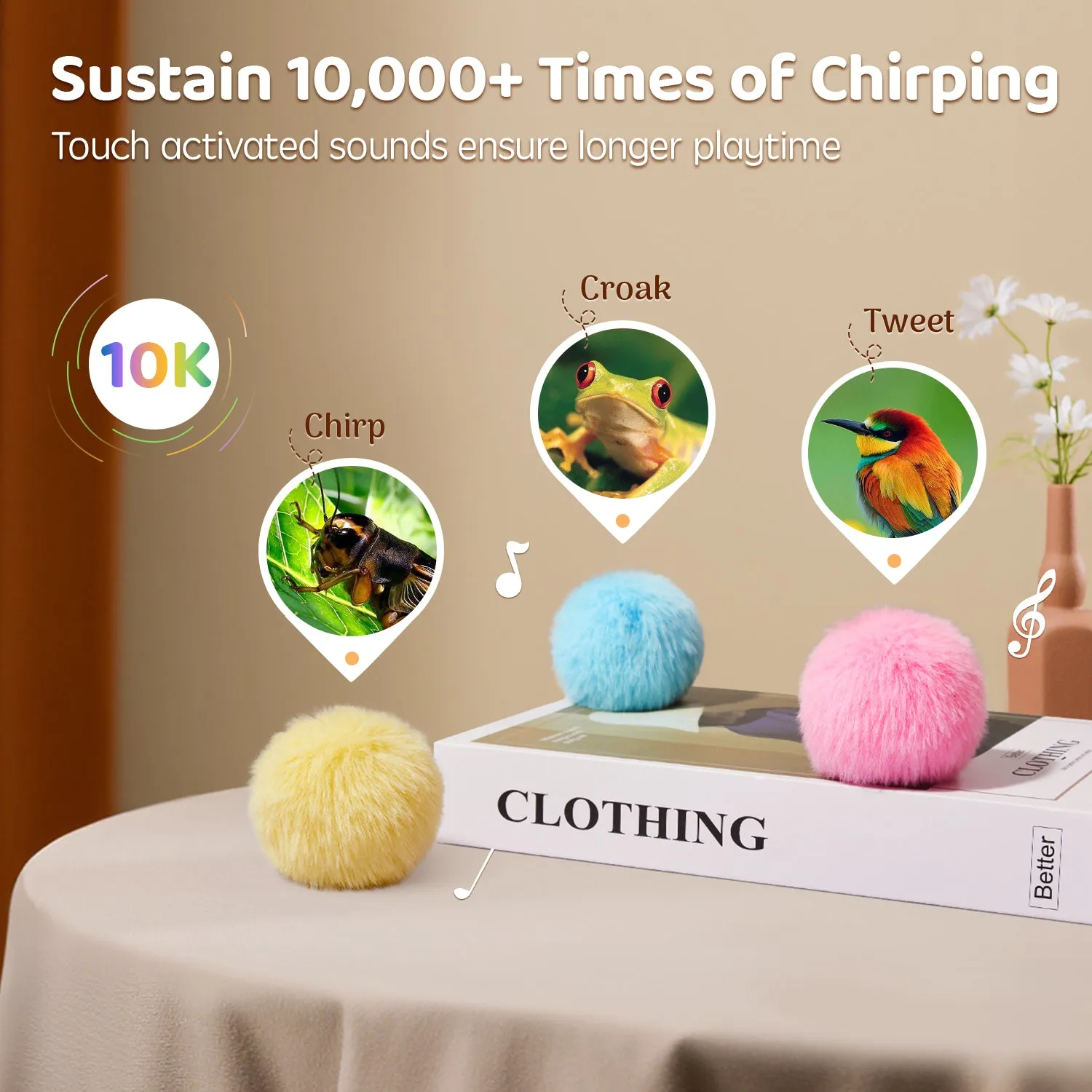 Potaroma Chirping Cat Toys Balls