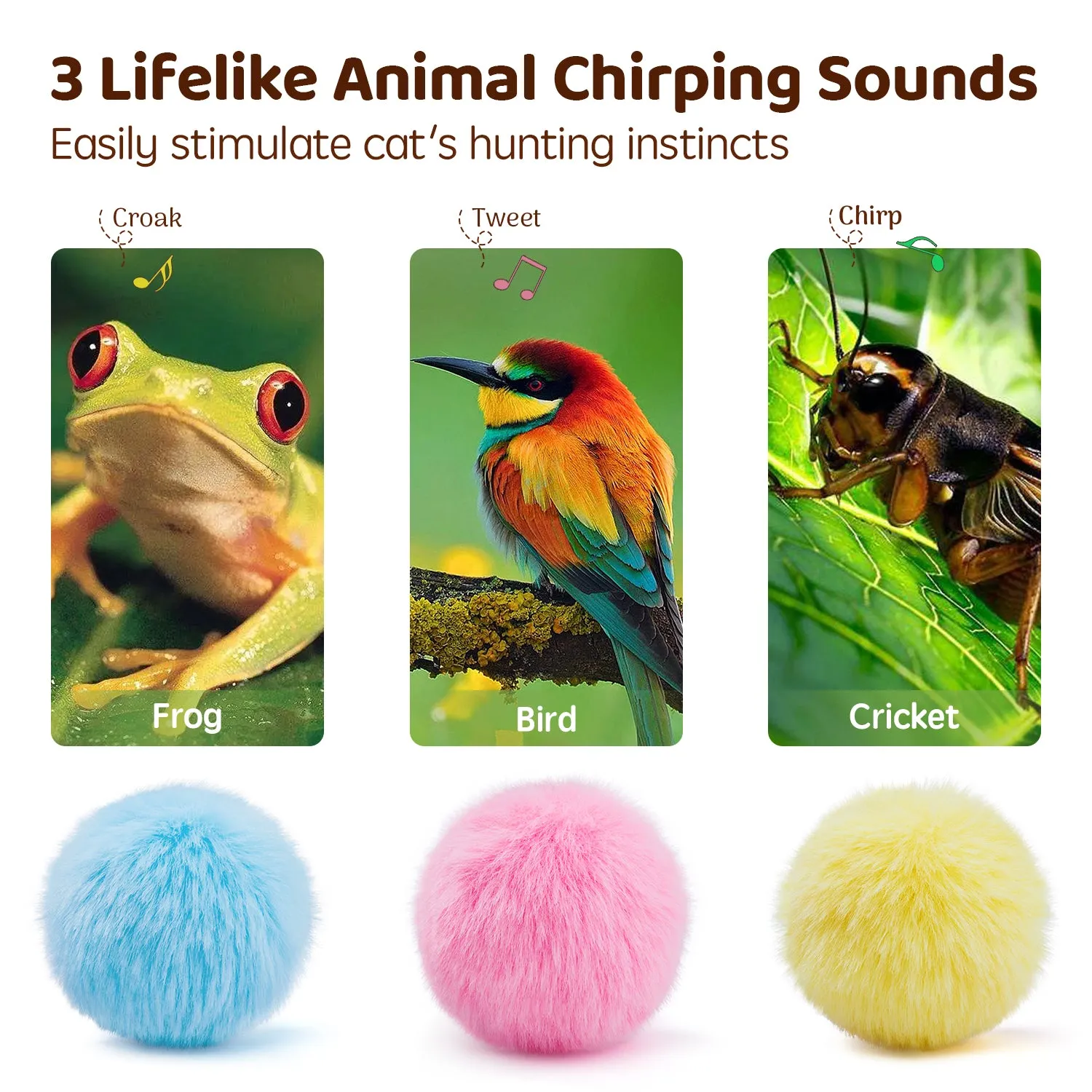 Potaroma Chirping Cat Toys Balls