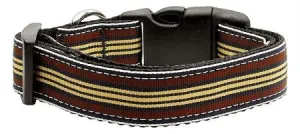 Preppy Stripes Nylon Ribbon Collars Brown-Khaki Medium