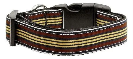 Preppy Stripes Nylon Ribbon Collars Brown-Khaki Medium