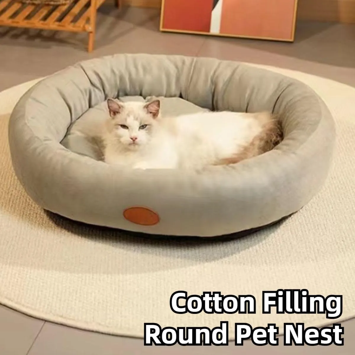 Round Donut Cat and Dog Cushion Bed, Pet Bed for Cats or Small Medium Large Dogs, Anti-Slip & Water-Resistant Bottom, Super Soft Durable Fabric Pet Beds, Washable Cat & Dog Bed (Green,Medium)
