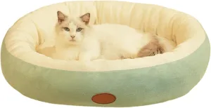 Round Donut Cat and Dog Cushion Bed, Pet Bed for Cats or Small Medium Large Dogs, Anti-Slip & Water-Resistant Bottom, Super Soft Durable Fabric Pet Beds, Washable Cat & Dog Bed (Green,Medium)