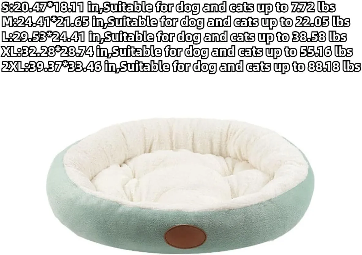Round Donut Cat and Dog Cushion Bed, Pet Bed for Cats or Small Medium Large Dogs, Anti-Slip & Water-Resistant Bottom, Super Soft Durable Fabric Pet Beds, Washable Cat & Dog Bed (Green,Medium)