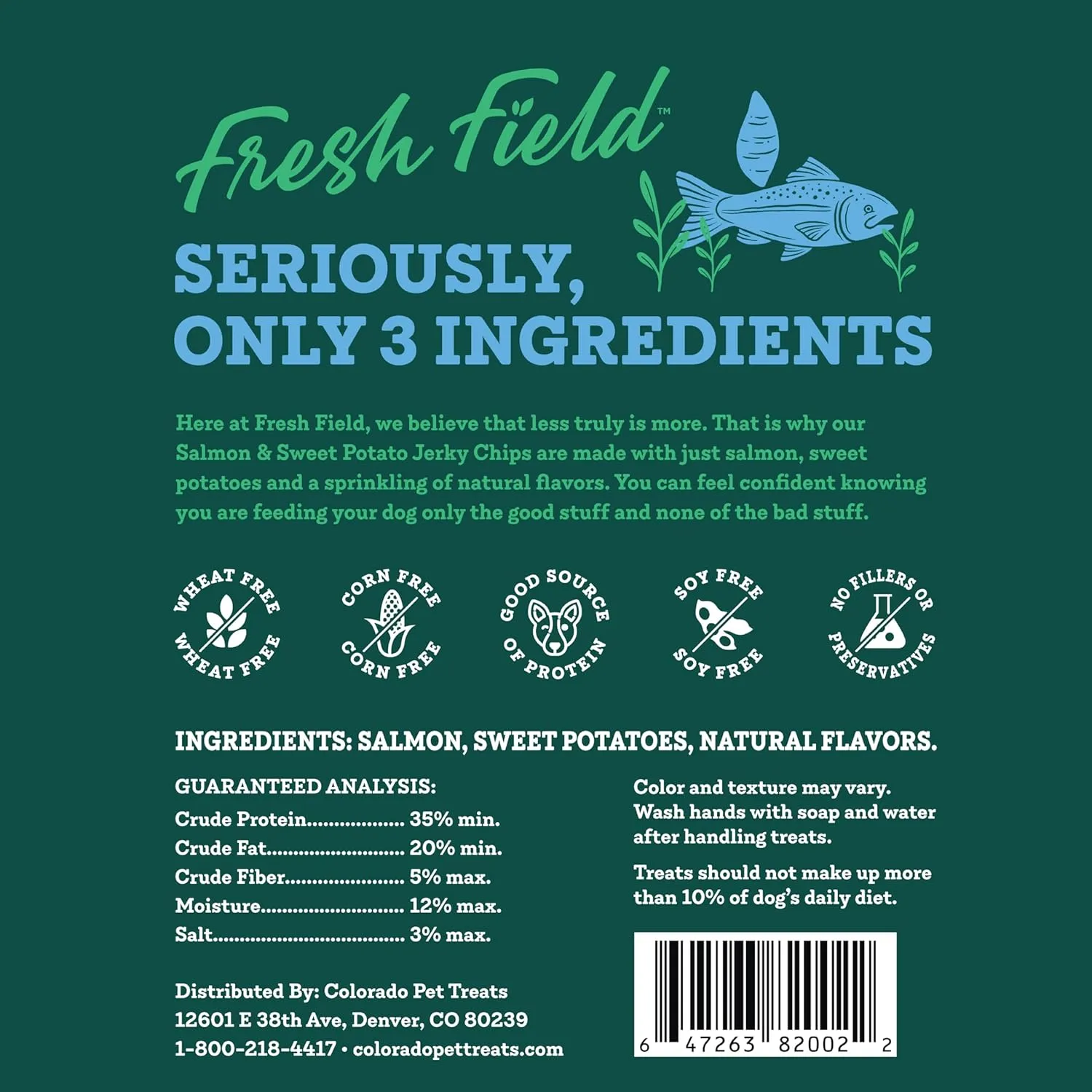 Salmon & Sweet Potato Jerky Chips, 14 oz  All-Natural Dog Treats, USA Made, Omega-3 Rich, Supports Health