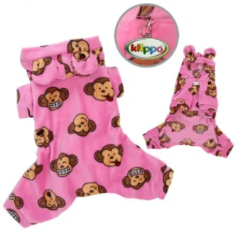 Silly Monkey Fleece Hooded Pajamas – Pink