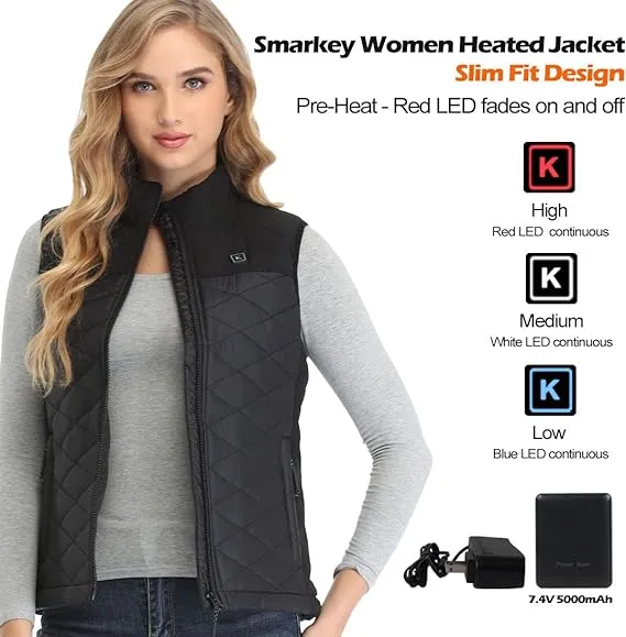 Smarkey Women's Battery Heated Jacket with 1pc 5000mah and Charger