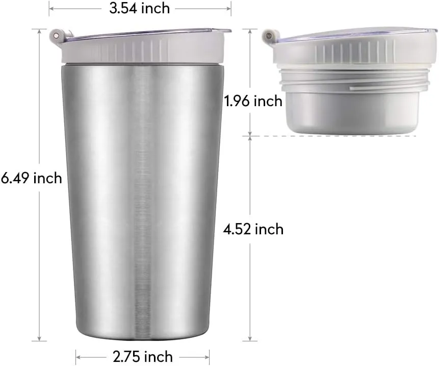 Snack tumbler with lid and straw, stainless steel insulated 2-in-1 travel coffee mug, water bottle with snack cup (Royal Blue, 16 OZ)