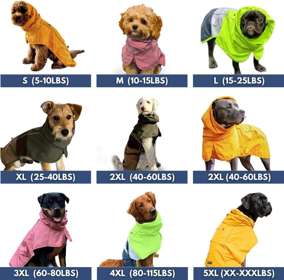 Spark Paws Dog Raincoat, Waterproof Windproof Rain Jacket, for Small Medium Large Extra Large Dogs, Reflective Breathable Full-Body Coverage Dry Suit - Purple - XL
