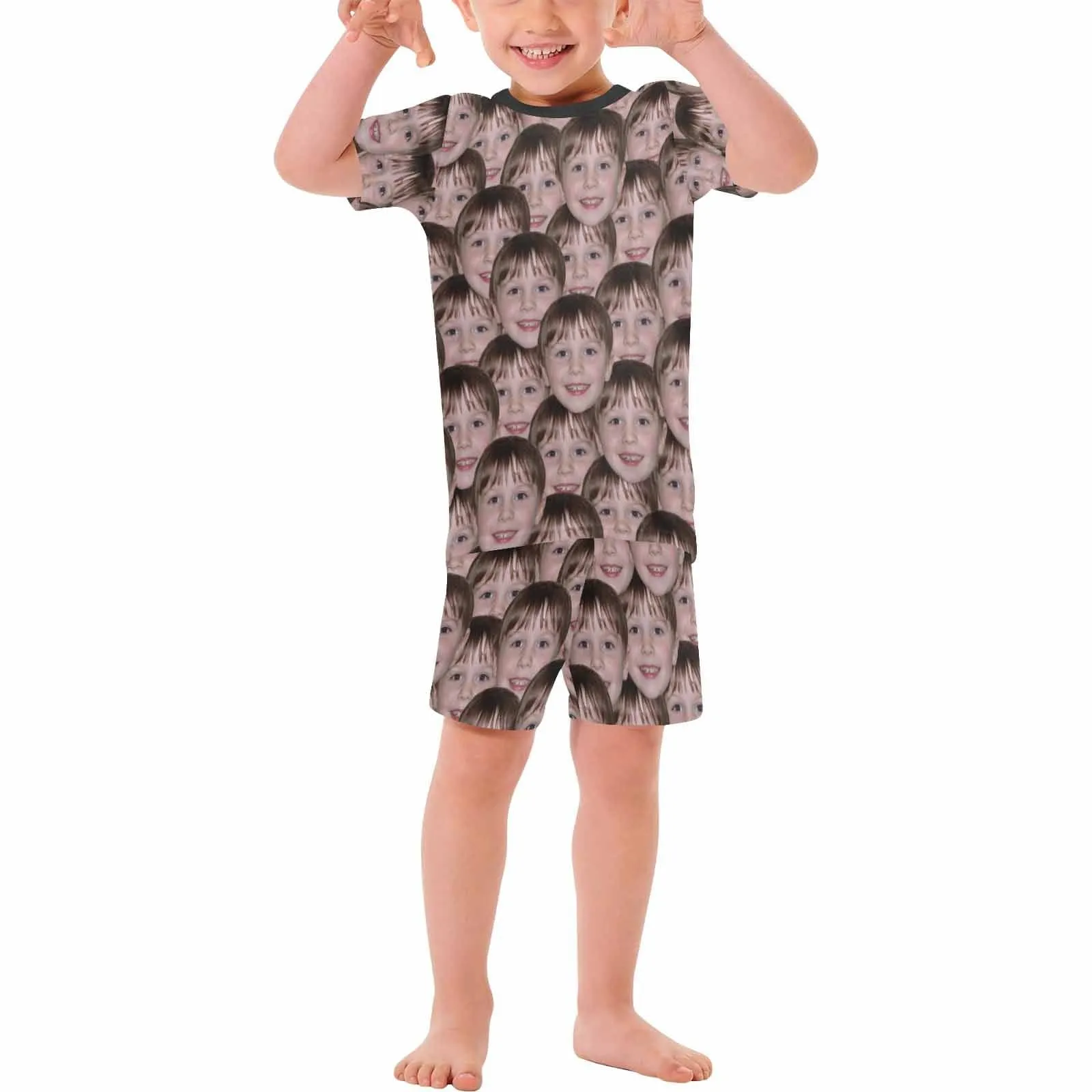 [Special Sale] Little Kids Pajamas Custom Face Seamless Nightwear Personalized Kid's Short Sleeve Pajama Set 2-15Y Boys And Girls