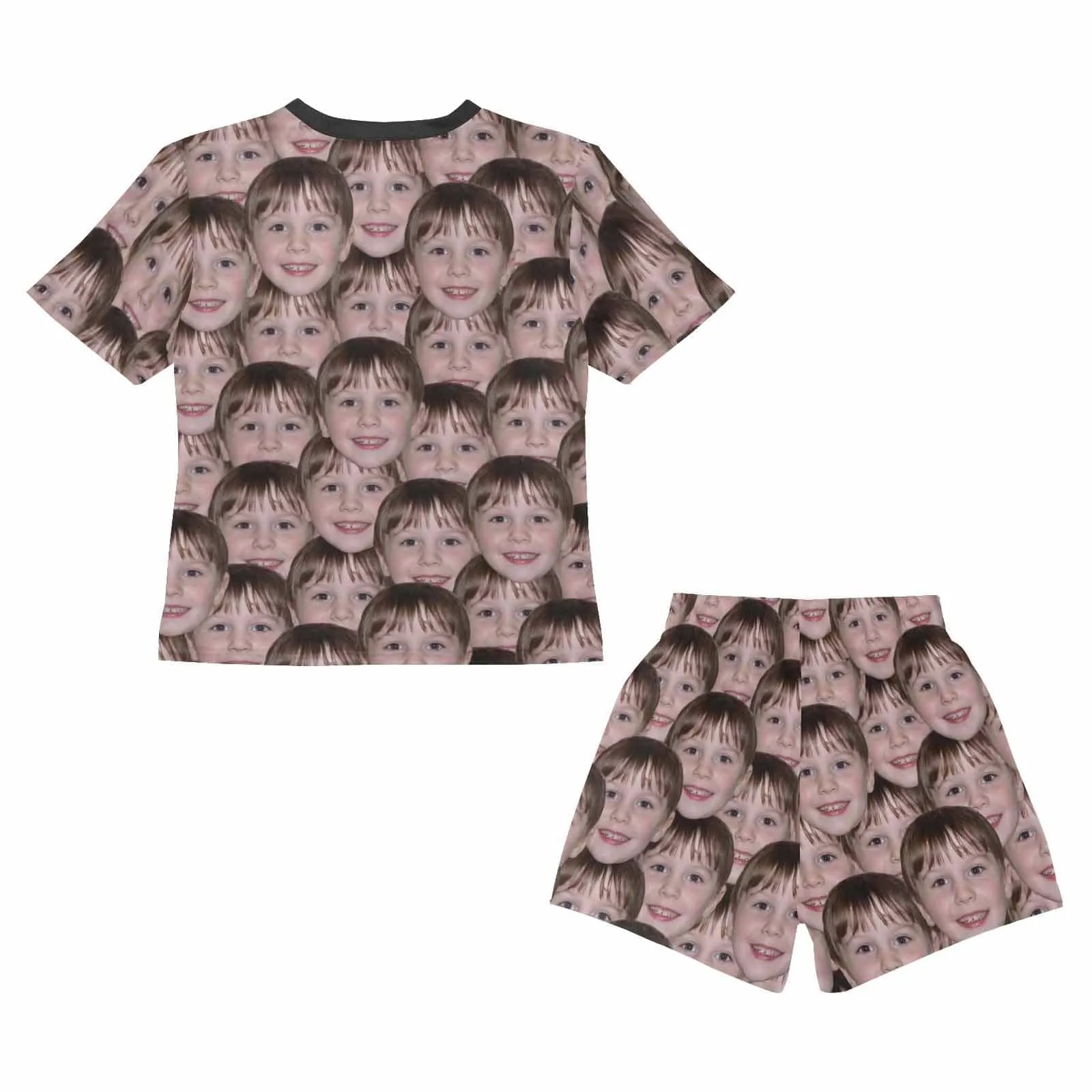 [Special Sale] Little Kids Pajamas Custom Face Seamless Nightwear Personalized Kid's Short Sleeve Pajama Set 2-15Y Boys And Girls