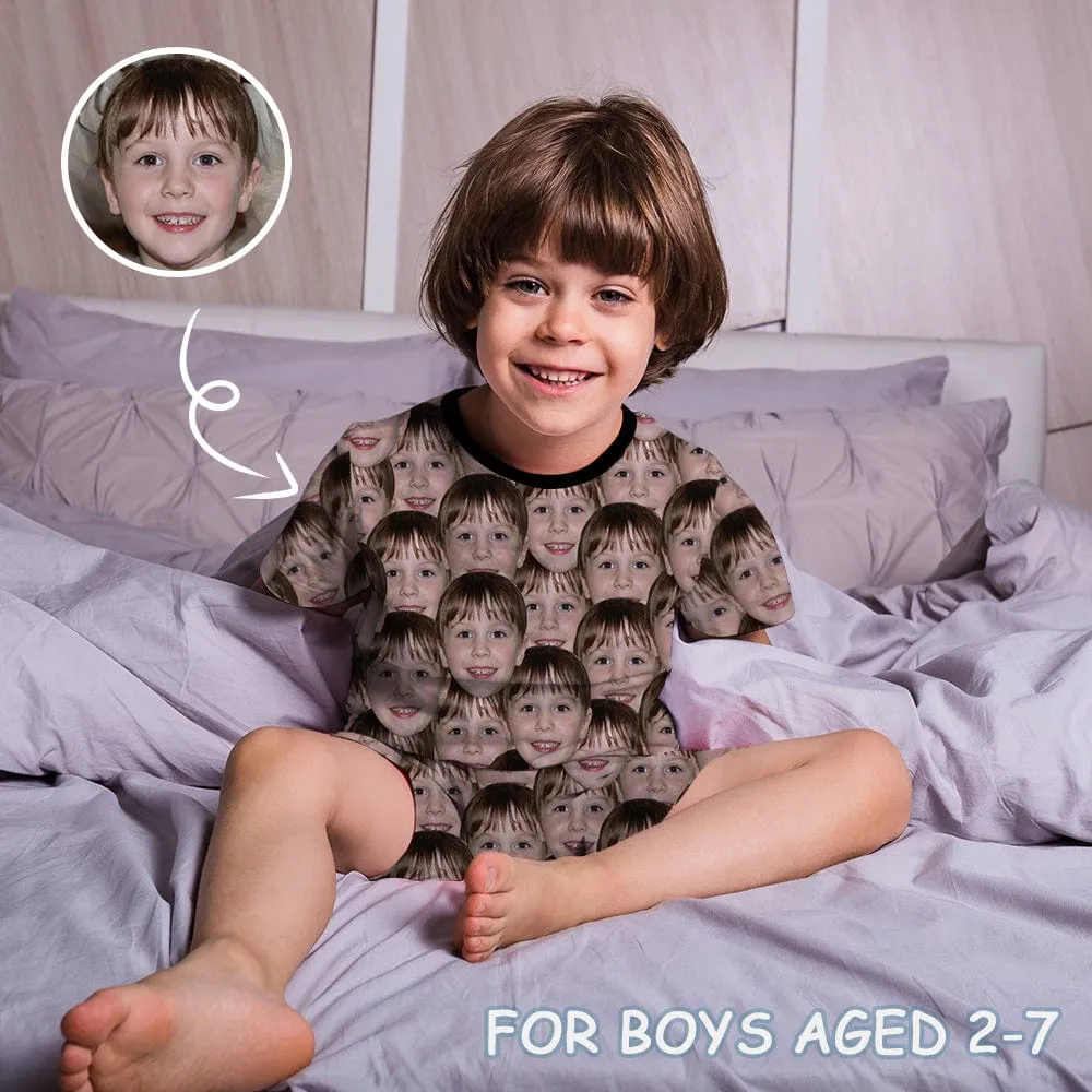 [Special Sale] Little Kids Pajamas Custom Face Seamless Nightwear Personalized Kid's Short Sleeve Pajama Set 2-15Y Boys And Girls