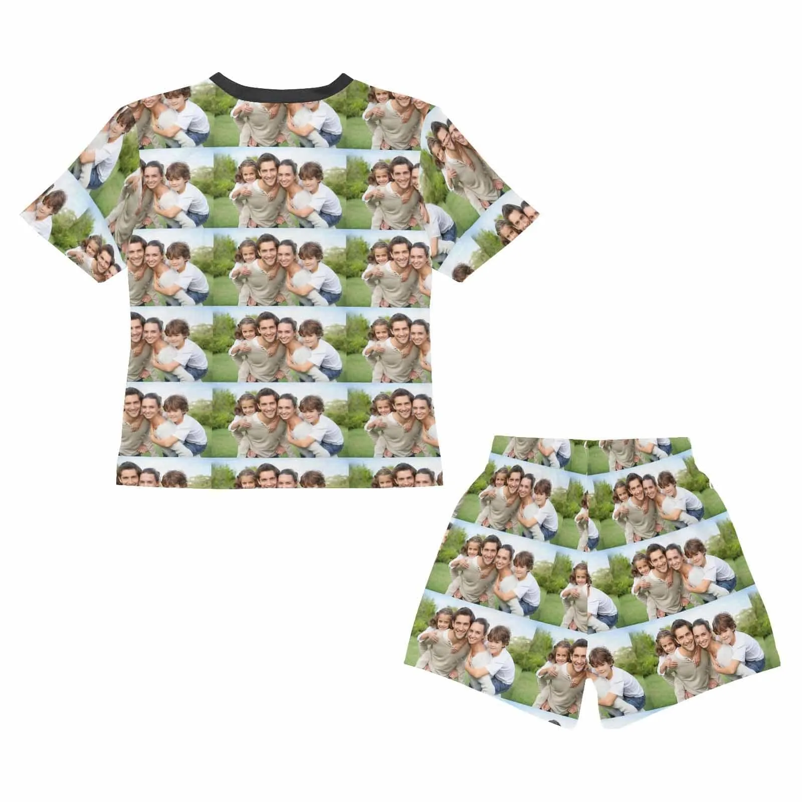 [Special Sale] Little Kids Pajamas Custom Photo Happy Family Nightwear Personalized Short Sleeve Pajama Set For Boys And Girls 2-15Y