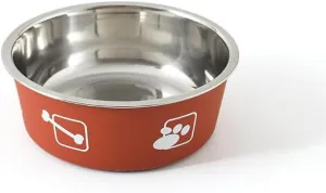 Stainless Steel Basic Dog Water Bowls Small, Dog Dishes Colorful Non Slip Metal Bowls Medium for Dogs, Outdoor Dog Food Bowl (Red)