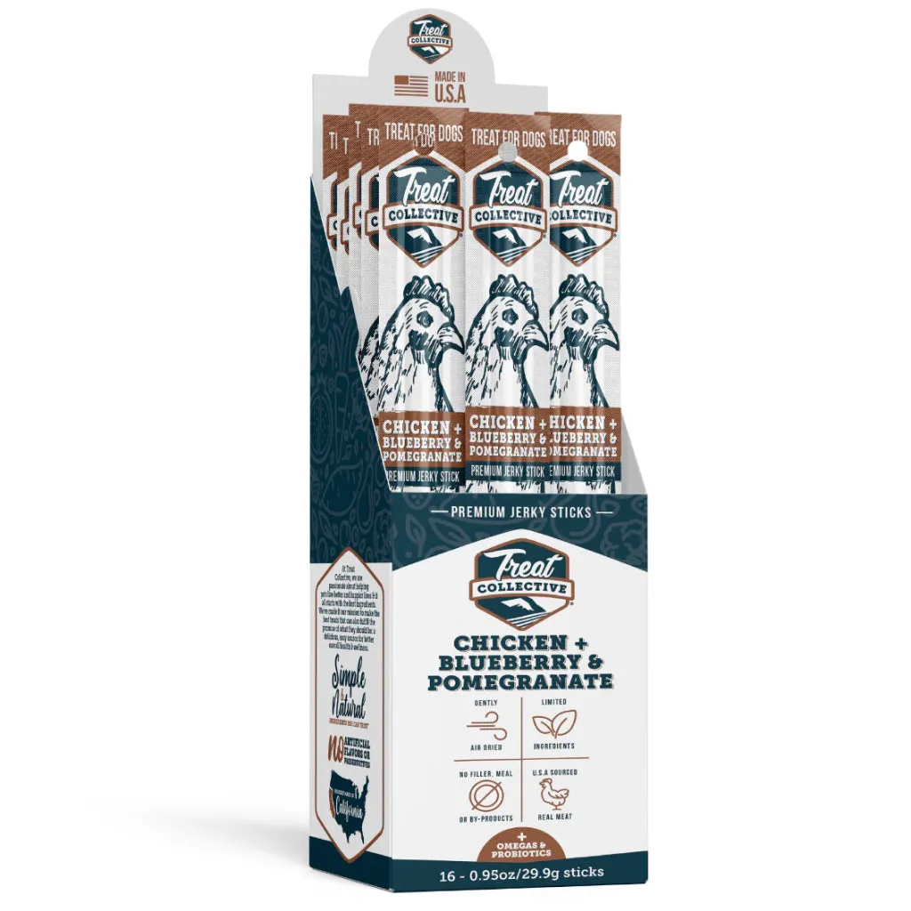Treat Collective Chicken   Blueberry & Pomegranate Dog Jerky Sticks (16 pack)