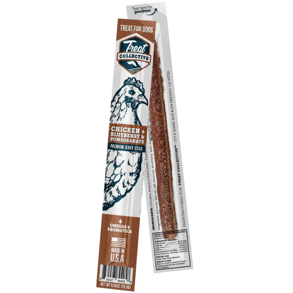 Treat Collective Chicken   Blueberry & Pomegranate Dog Jerky Sticks (16 pack)