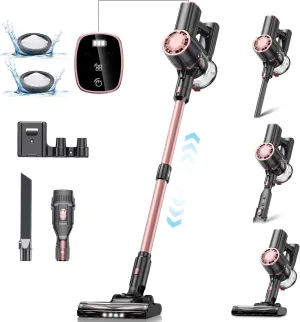 V8PRO Cordless Vacuum Cleaner for Home - 25Kpa Stick Vacuum with Self Standing Design, Max 35Min Runtime, 6 in 1 Lightweight Vacuum for Hardwood Floors and Carpet Pet Hair(Pink)