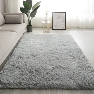 ZYFAB Ultra Soft Shaggy Floor Rug,Not-Slip Area Rug Wear-Resistant Not-Shedding Living Room Bedroom Coffee Table Bed Plush Carpet Floor Mat-Grey 80160cm